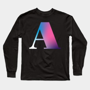 Capital Letter A Monogram Gradient Pink Blue White Long Sleeve T-Shirt